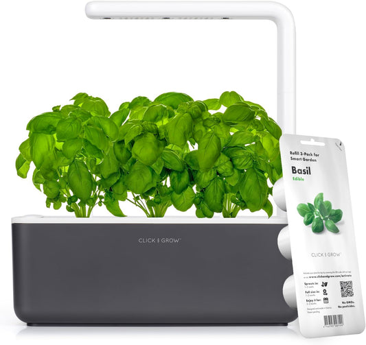 Click & Grow Smart Garden 3, Gris foncé – Jardin d’intérieur intelligent compact avec LED