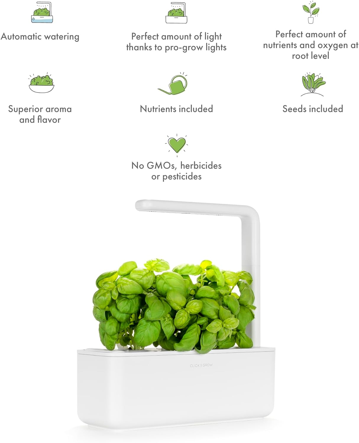Click & Grow Smart Garden 3, Blanc – Jardin d’intérieur intelligent compact avec lumière LED