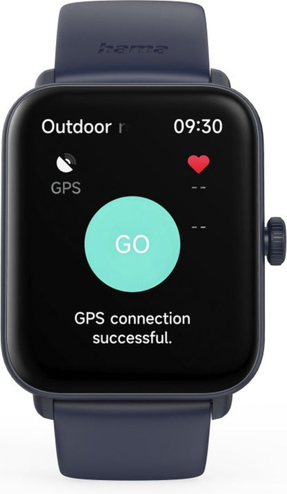 Hama Smartwatch 6010 – Montre connectée GPS avec fonction téléphone, écran TFT 44 mm, étanche, bleu