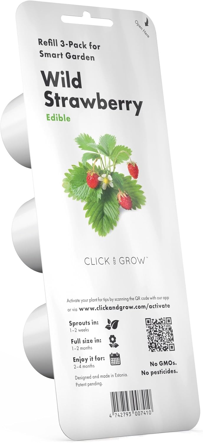 Click & Grow Recharge Fraise des Bois – 3 Capsules pour Jardin Intelligent