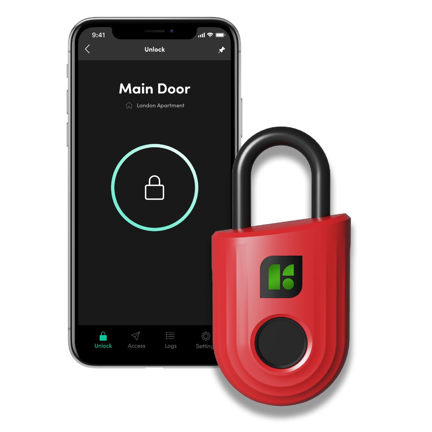 igloohome Padlock Lite – Cadenas Connecté Compact – Rouge