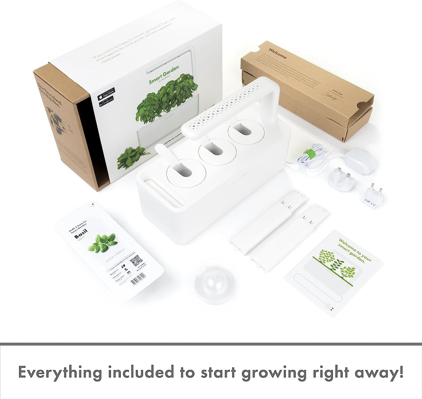Click & Grow Smart Garden 3, Beige – Jardin d’intérieur intelligent avec lumière LED et 3 capsules