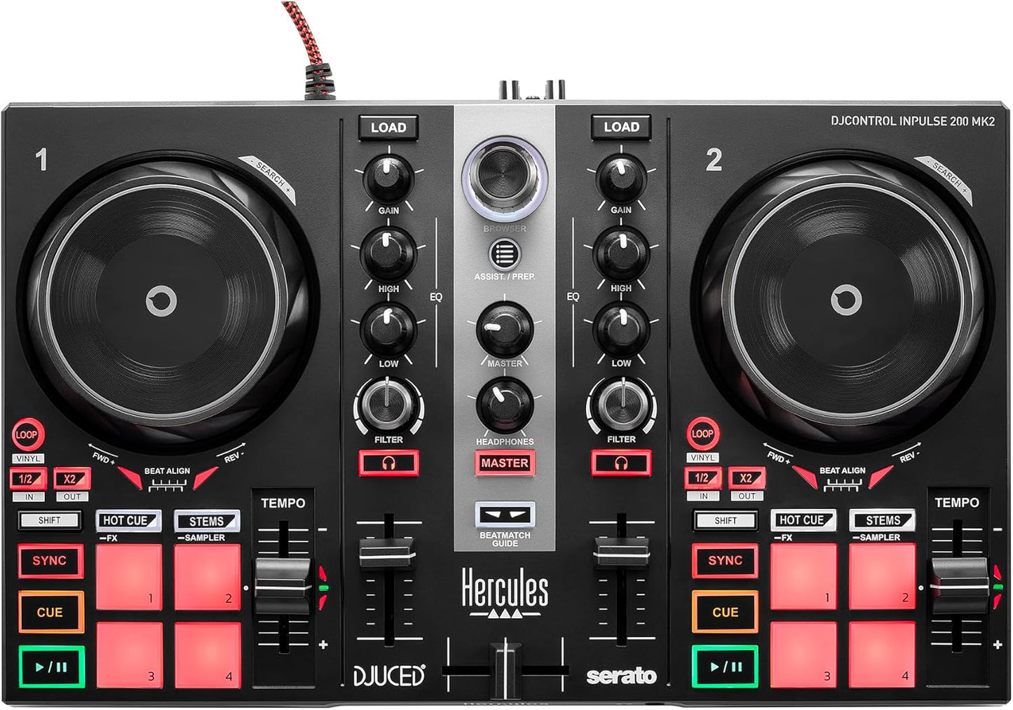 Hercules Inpulse 200 MK2 + Hercules DJ45 - Bundle Contrôleur DJ + casque audio