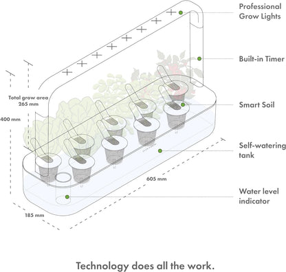 Click & Grow Smart Garden 9, Gris Foncé – Potager d’intérieur intelligent avec éclairage LED automatique