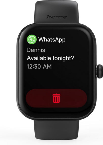 Hama Montre Connectée "5000" avec Téléphone, Analyse du Sommeil, Étanche – Noir – 47 mm