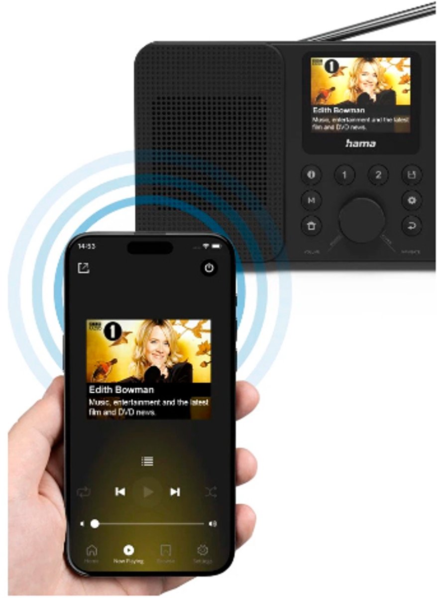 Hama DIR10 – Radio numérique avec DAB+, radio Internet, Bluetooth® RX et contrôle via application