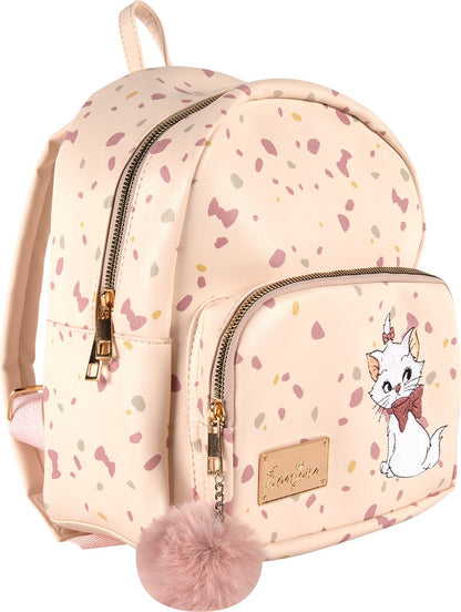 Disney Marie - Petit Sac à Dos - 27 cm x 21 cm - Double Fermeture Éclair - 3 Compartiments