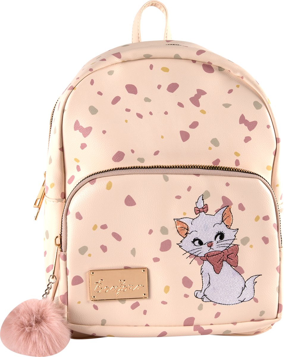 Disney Marie - Petit Sac à Dos - 27 cm x 21 cm - Double Fermeture Éclair - 3 Compartiments