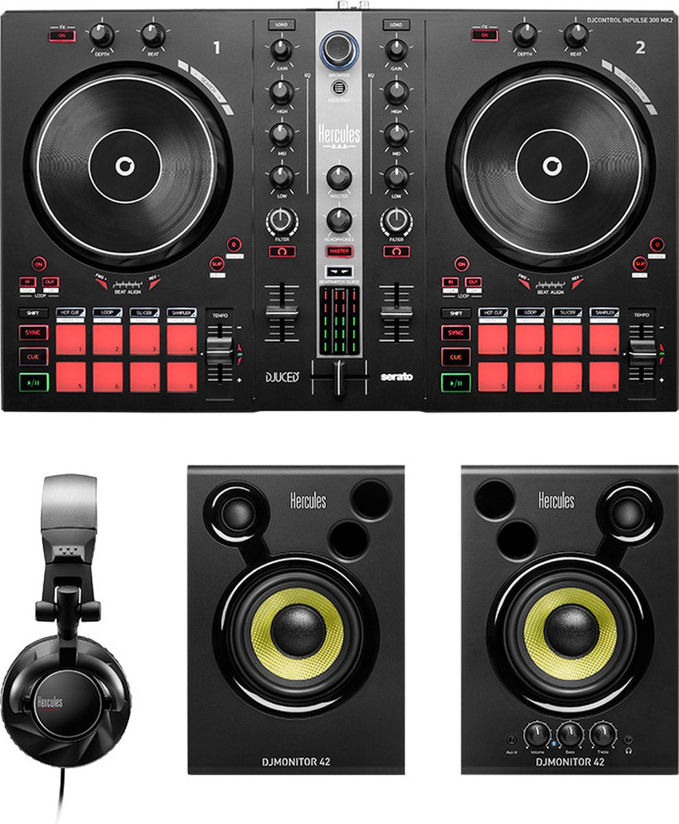 Hercules DJ Essentials Kit – Kit tout-en-un pour apprendre à mixer – Logiciels et tutoriels inclus
