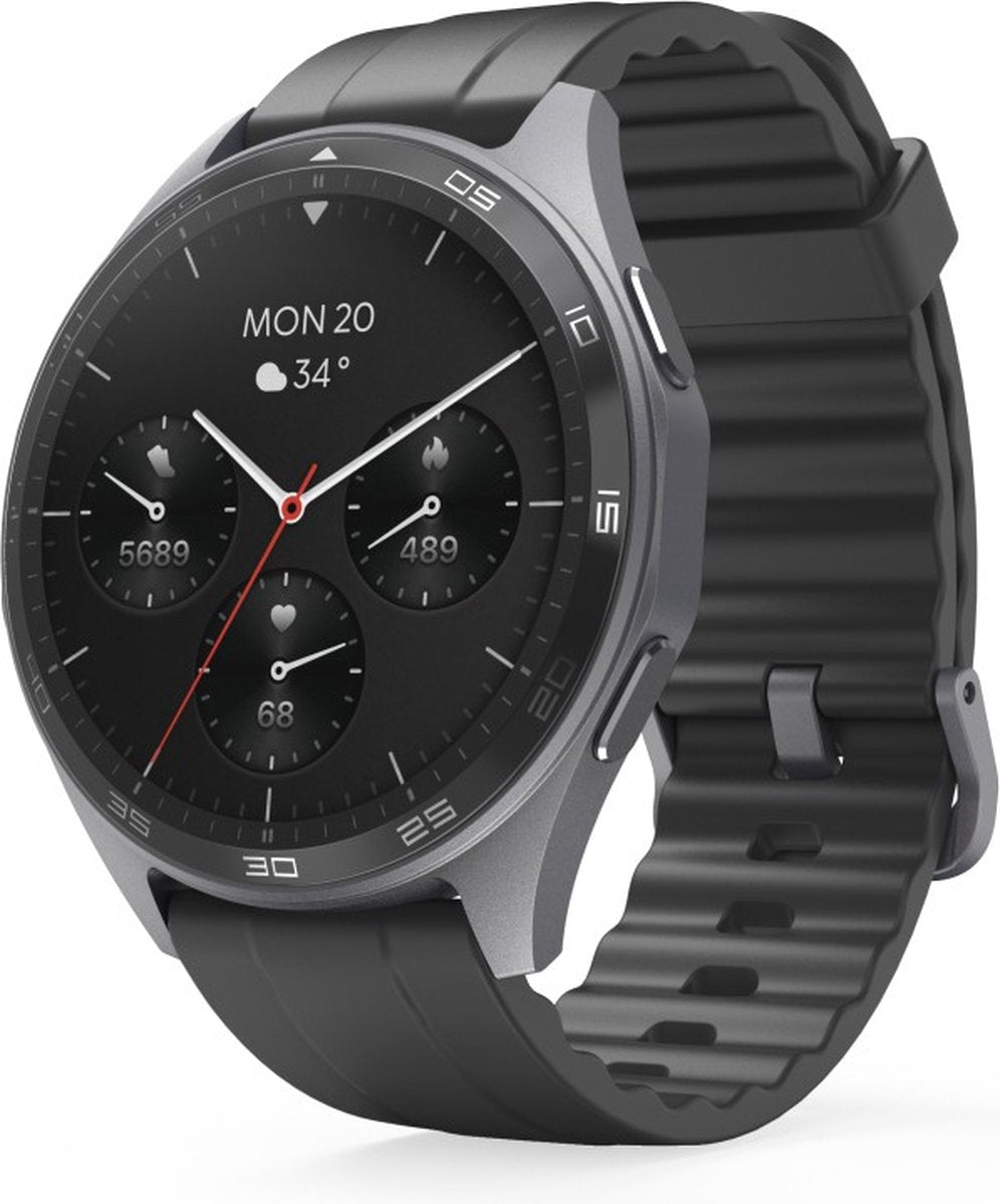 Hama Montre Connectée 7010 – Anthracite – Téléphone, Bluetooth, GPS, Santé, AMOLED, 110+ Modes Sport – 36 mm