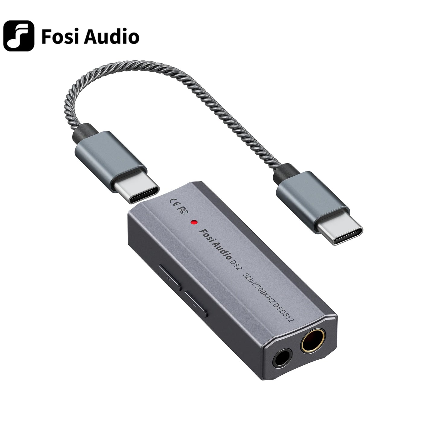 Fosi Audio DS2 DAC USB-C vers Jack 3,5 mm – Amplificateur Casque Portable avec Double Sortie pour iPhone, iPad Pro, Téléphones Android