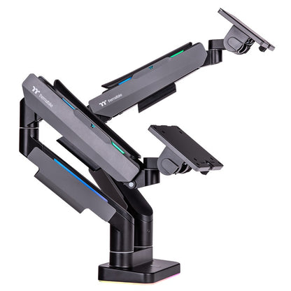 Thermaltake Dual RGB Gaming Monitor Arm – Bras double gaz avec éclairage RGB – Support pour 2 écrans 17″-35″ – Noir