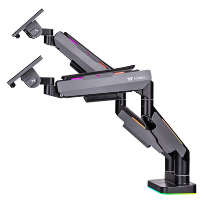 Thermaltake Dual RGB Gaming Monitor Arm – Bras double gaz avec éclairage RGB – Support pour 2 écrans 17″-35″ – Noir