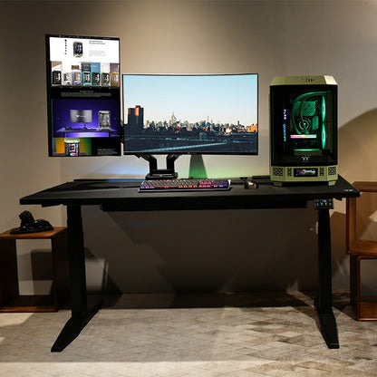 Thermaltake Dual RGB Gaming Monitor Arm – Bras double gaz avec éclairage RGB – Support pour 2 écrans 17″-35″ – Noir