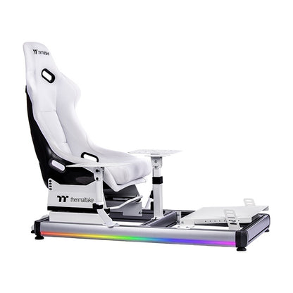 Thermaltake GF500 Snow – Cockpit de simulation de vol – Châssis en acier blanc – Siège baquet réglable – Compatible PC / Xbox / PlayStation