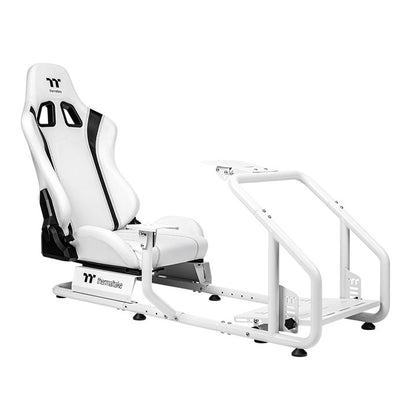 Thermaltake GR300 Snow – Cockpit de simulation de course – Châssis en acier blanc pliable – Réglable et compact – Compatible PC / PS / Xbox