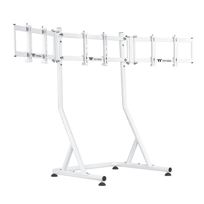 Thermaltake Triple Racing Monitor Stand – Support triple écrans – Structure en acier réglable – Compatible 32″ à 55″ – Blanc