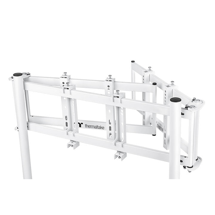 Thermaltake Triple Racing Monitor Stand – Support triple écrans – Structure en acier réglable – Compatible 32″ à 55″ – Blanc