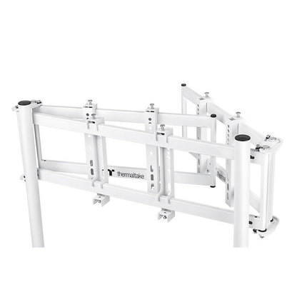Thermaltake Triple Racing Monitor Stand – Support triple écrans – Structure en acier réglable – Compatible 32″ à 55″ – Blanc